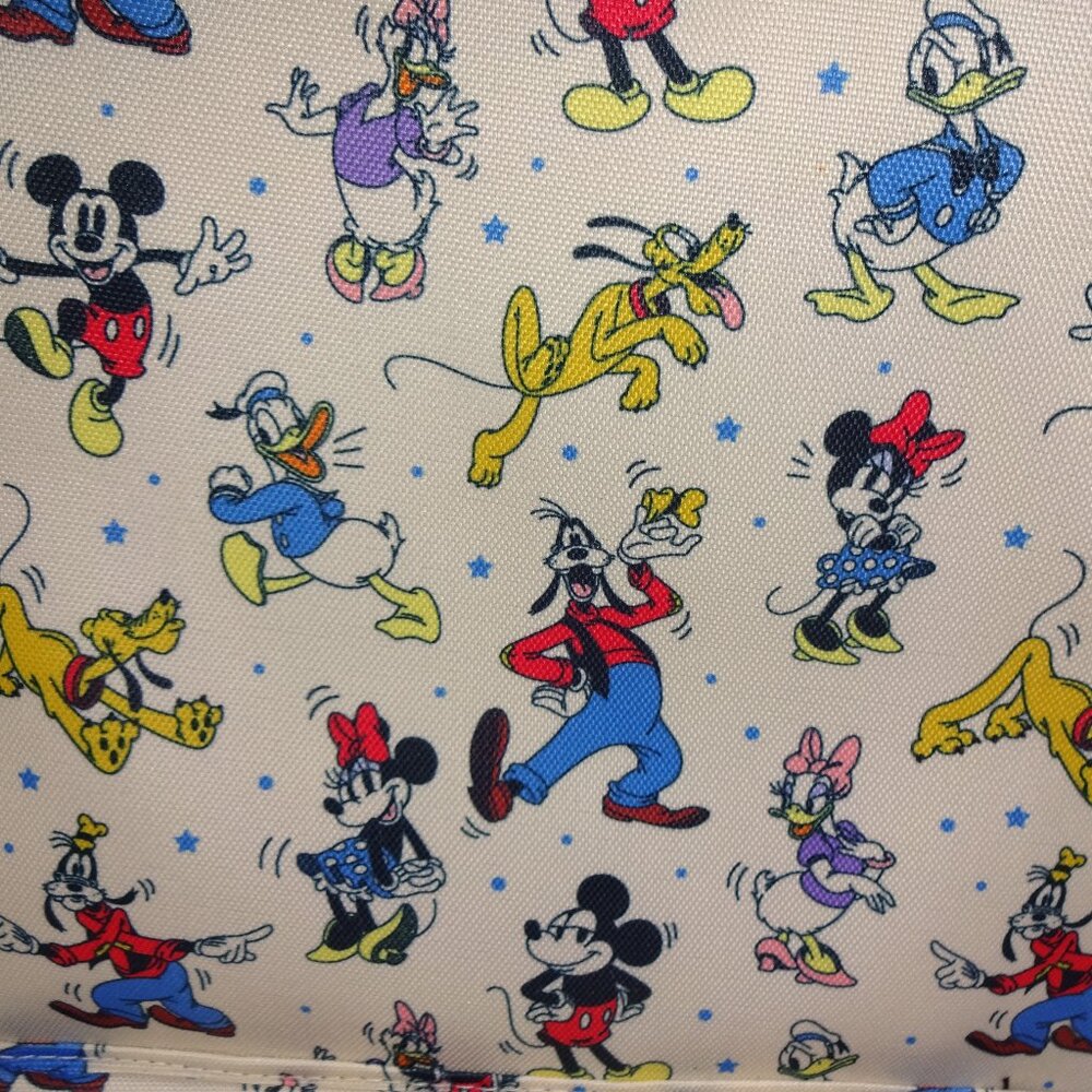 NWT New Disney Cream Backpack Mickey Minnie Mouse Goofy Pluto Donald Daisy Stars - Picture 2 of 5